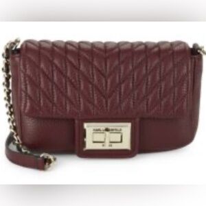 Karl Lagerfeld Deep Red Leather Bag with Gold Accents